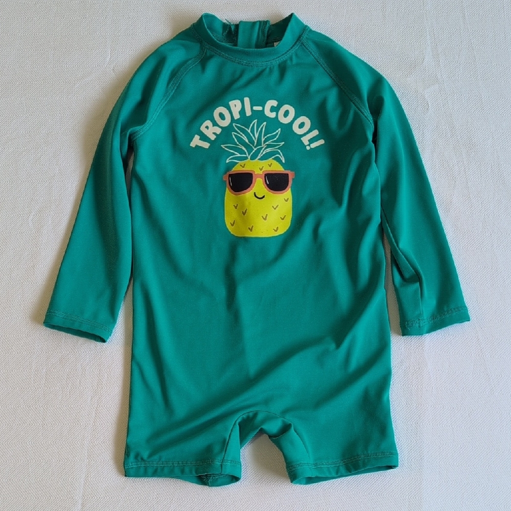 joe fresh tropical one piece rash guard swimsuit 18-24 months baby boys